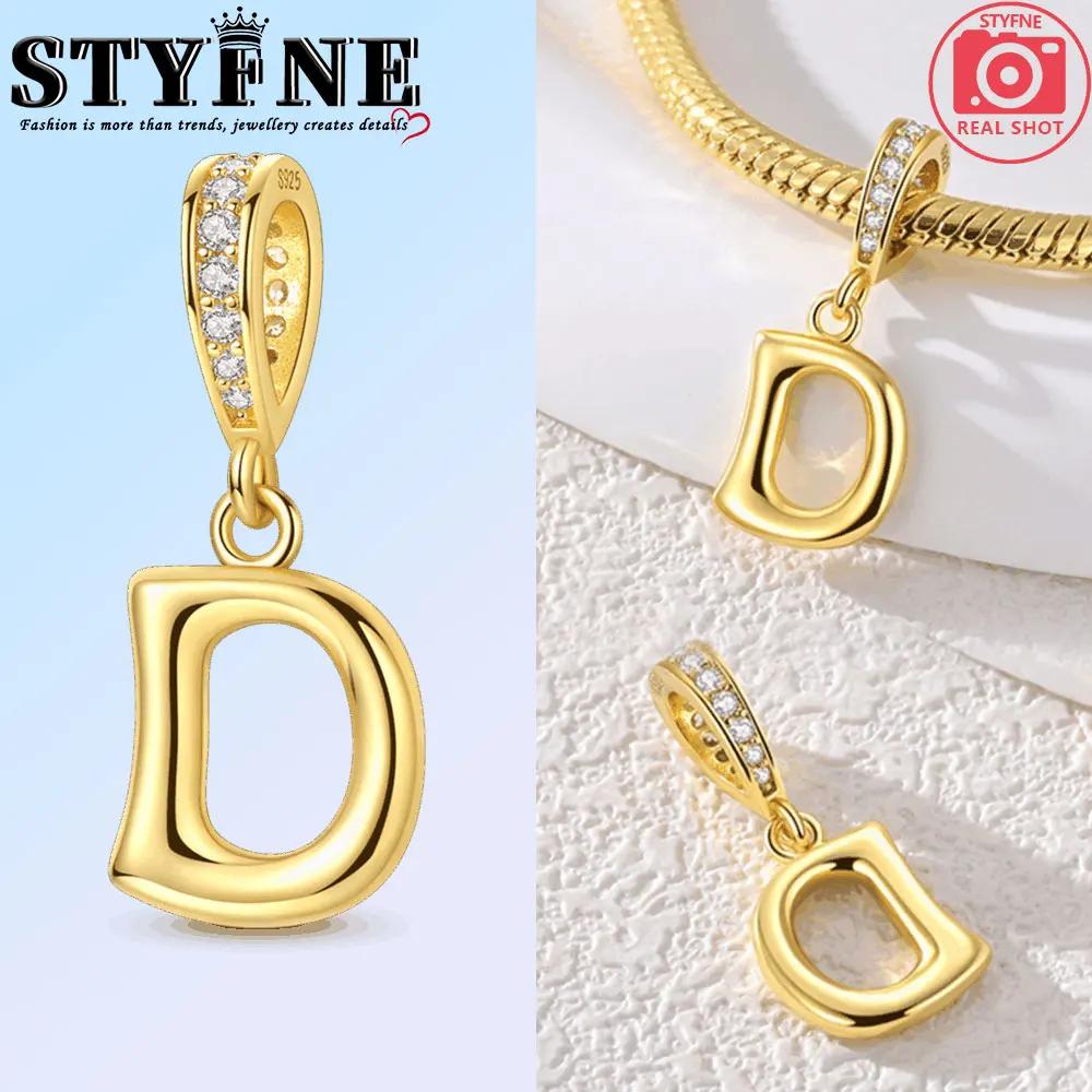 Fit Original Bangle Bracelet Diy A-Z Alphabet Charms Bead Copper Zircon Love Letter Dangle Pendant Jewelry Gift