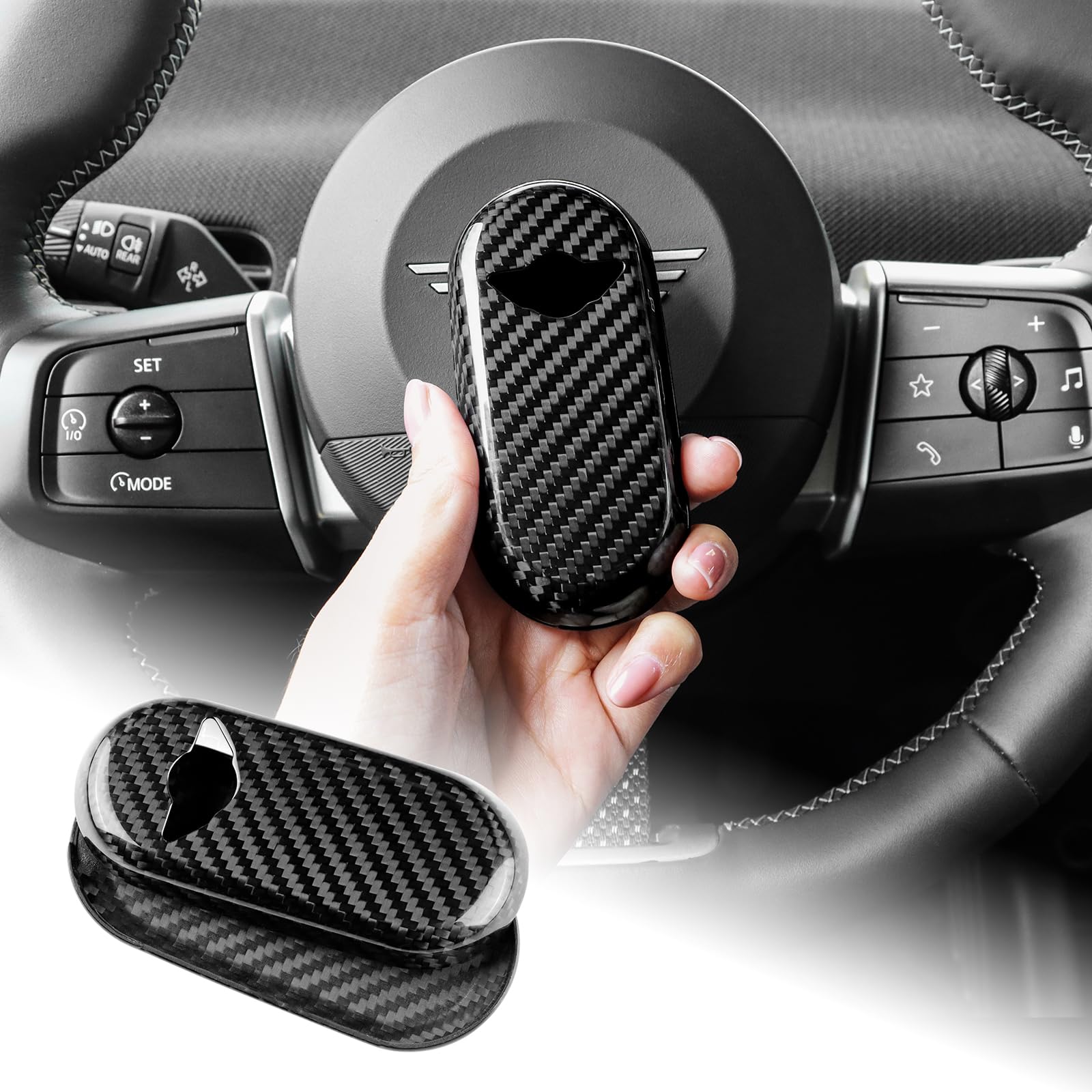 

AIRSPEED Carbon Fiber Interior Key Cover for Mini Cooper Countryman Aceman Custom Car Key Stylish Stain and Scratch Easy Hard Carbon Black Tape (F65,