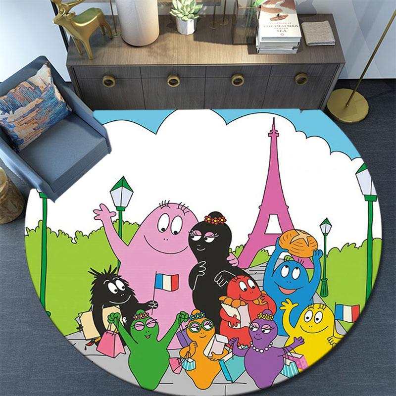 Barbapapa3,Round Area Rug,Carpet Rug for Living Room Bedroom Sofa Playroom Decor,Non-slip Floor Mat