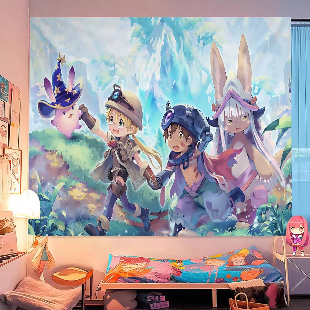 Anime Made In Abyss Buntes Wandteppich Wandbehang Böhmische Wandteppiche Mandala Wandbehang Tücher