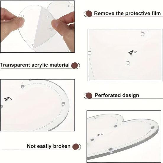 8Pcs Heart Shaped Sewing Template Multi Size Quilting Stencils Thick Acrylic Quilting Patterns Templates for Sewing Crafts Supplies