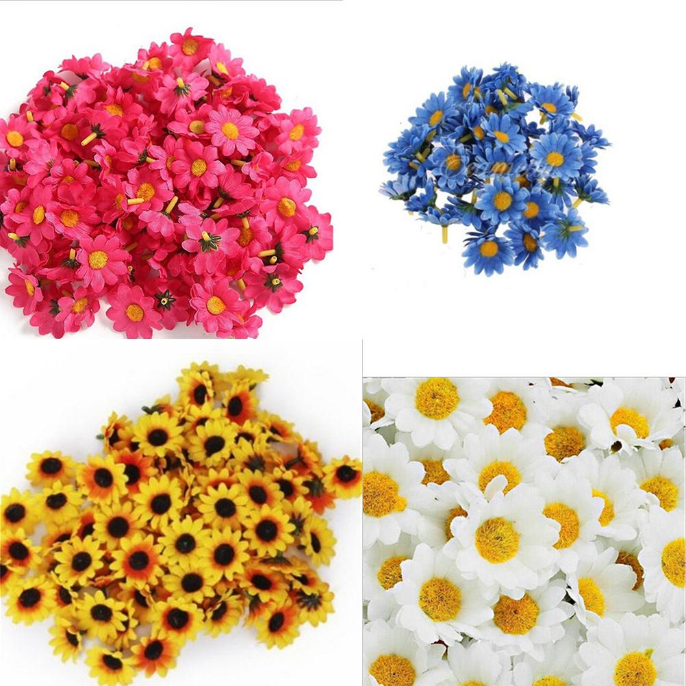 100Pcs Artificial Gerbera Daisy Silk Flowers Heads For Diy Wedding Party,