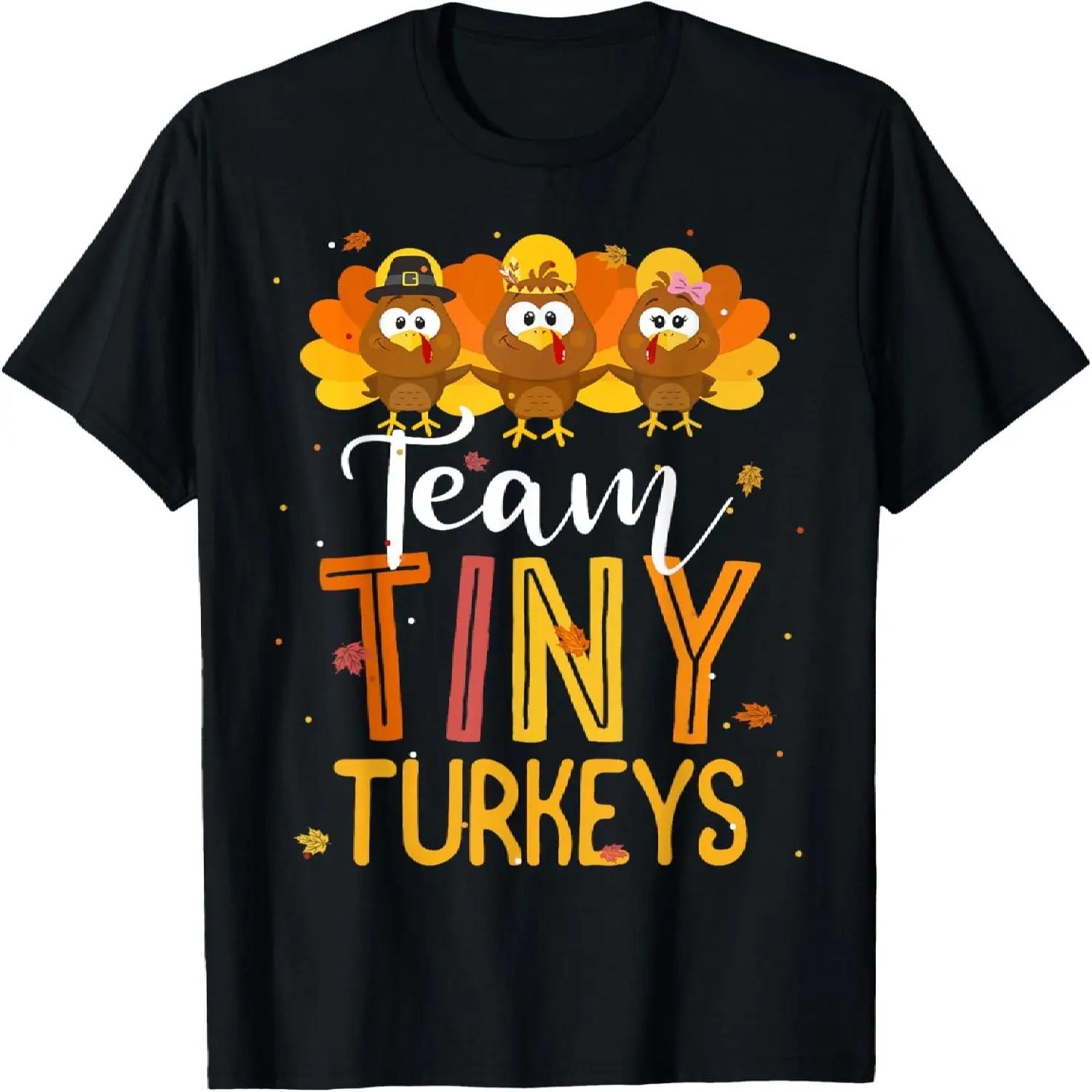 

Женская футболка Team Tiny Turkeys День Благодарения Осенние Листья Медсестра NICU S чёрный