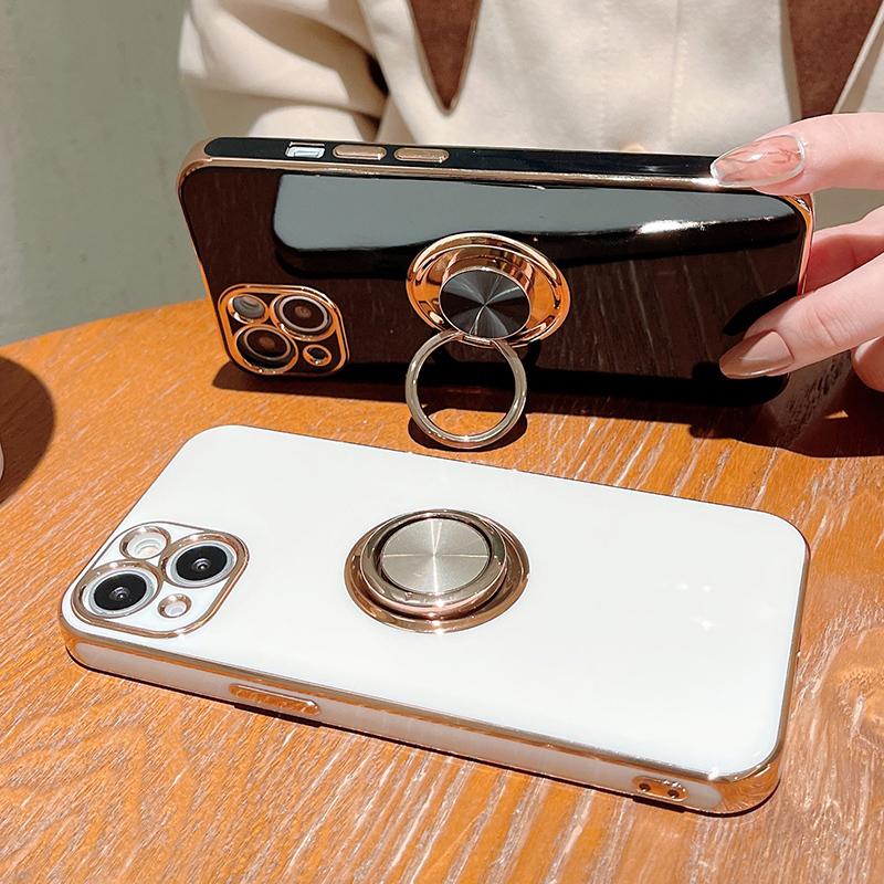Luxury Plating Finger Ring Holder Case For Iphone 13 14 Pro Max 12 Mini Xs Xr X 8 7 Plus Se Soft Phone Cover For Iphone 11 Case