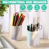24 Pcs Translucent White Plastic Pen Holder Bulk Pencil Storage Cup Makeup Marker Holder Organizer for Stationery Office Home