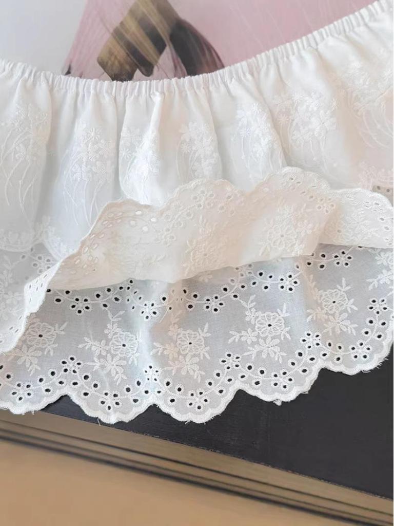 2026 Spring Ruffle High Waist A-Line Layered Crochet Embroidered Skirt for Women