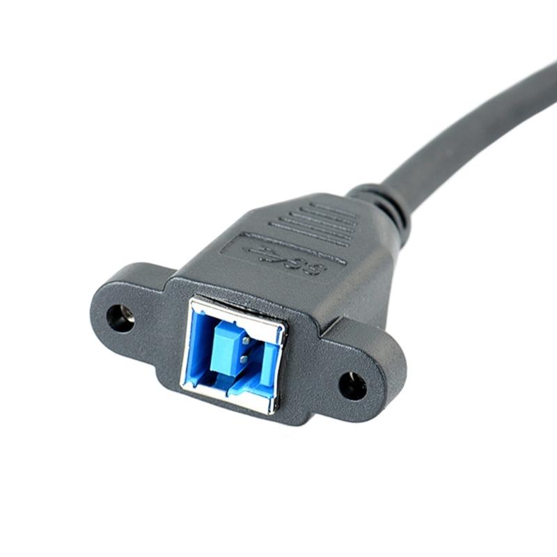 USB 3.0 B Male To Female Printer Cable Screw Panel Mount 5Gbps Transfer Rate 50cm 20inch For Hard Drives Keyboards