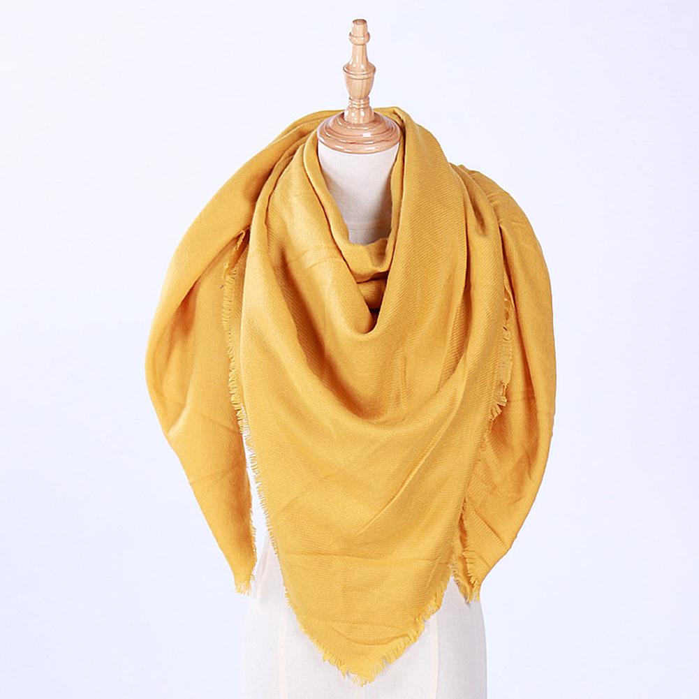 Women Cashmere-Like Scarf Fashion Solid Color Triangle Shawl Wraps Woolen Soft Fleece Scarf