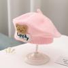Λουλούδι Baby Beret Καπέλο Χειμερινό Ζεστό πλεκτό καπέλο Beanie για βρέφη κοριτσάκια Κορεάτικη Πριγκίπισσα νηπίων Καλλιτέχνης Μονόχρωμα καπέλα ζωγραφικής