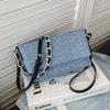 IELGY Fashionable Denim Underarm Bag High-End Chain Shoulder Messenger Bag All-Match Small Square Bag