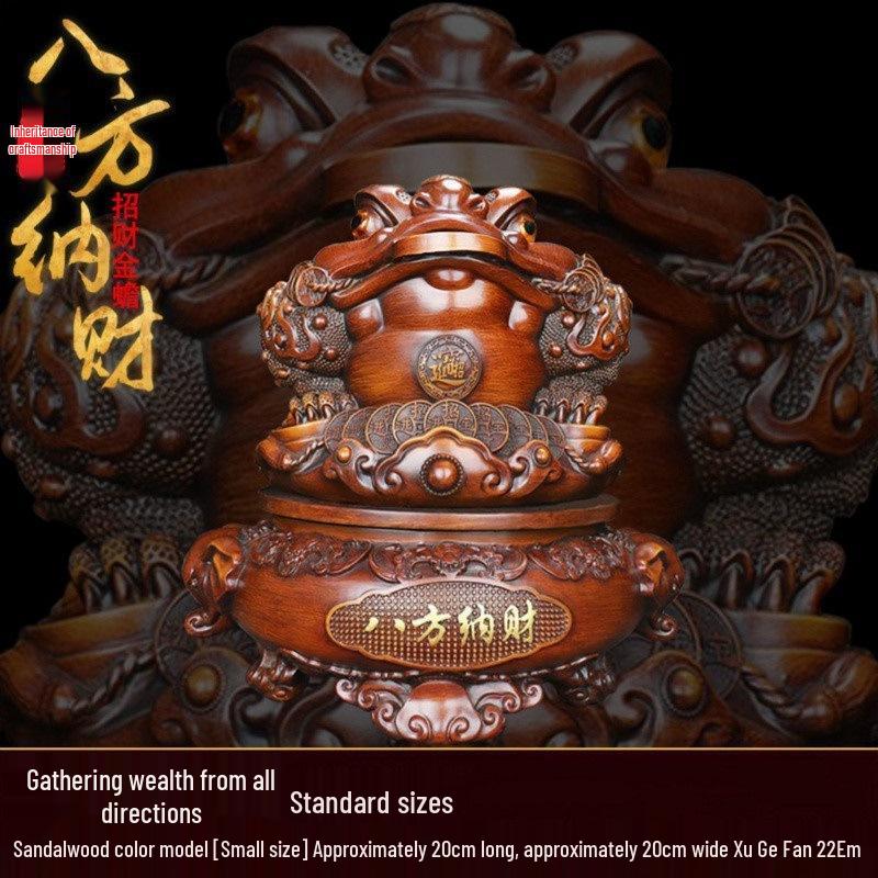 Golden Three-Legged Toad Ornament for Living Room, Office, or Shop Display
