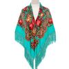 130*130Cm  National Square Scarves Women'S Luxury Peony Flower Print Fringed Shawl Handkerchief Cotton Head Wraps
