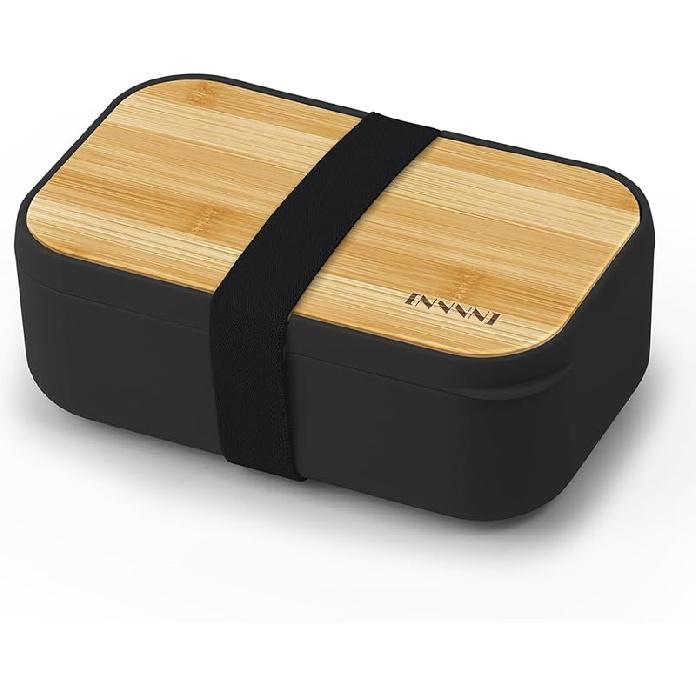 Bento Box Lunch Box Containers for Adults - Natural Bamboo Lid, Cutlery & Chopsticks, Lunch Box for Women, Microwave Safe, Dishwasher Safe, Bpa Free,
