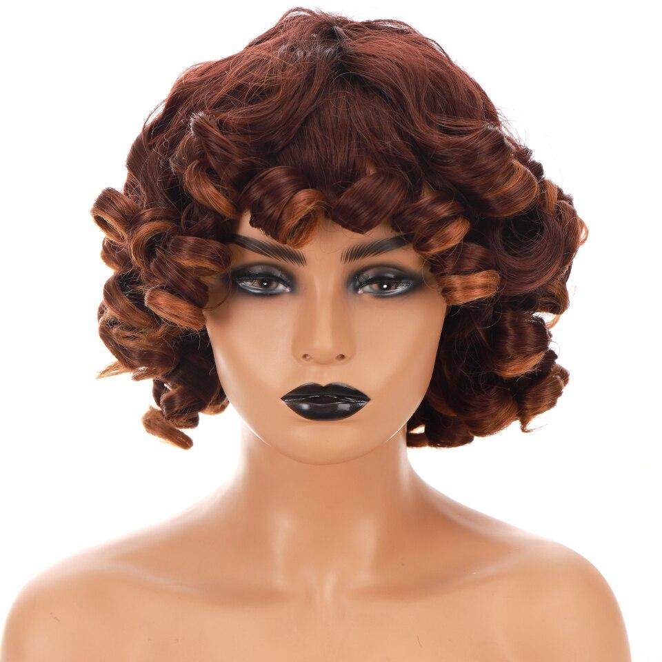 LUPU Syntetické Afro Kinky Kudrnaté Paruky s Ofinou pro Černé Ženy Africké Tepelně Odolné Ombre Růžová Černá Krátké Vlasy Cosplay Paruky
