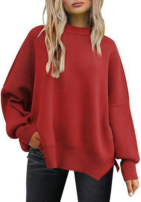 Women's Loose Solid Color Bat Sleeve Knit Sweater - Autumn/Winter Collection