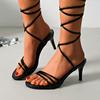 Women's Summer Solid Color Sexy Ankle Strap Cross Strap Open Toe Sandals    Leisure Party High Heel Sandals