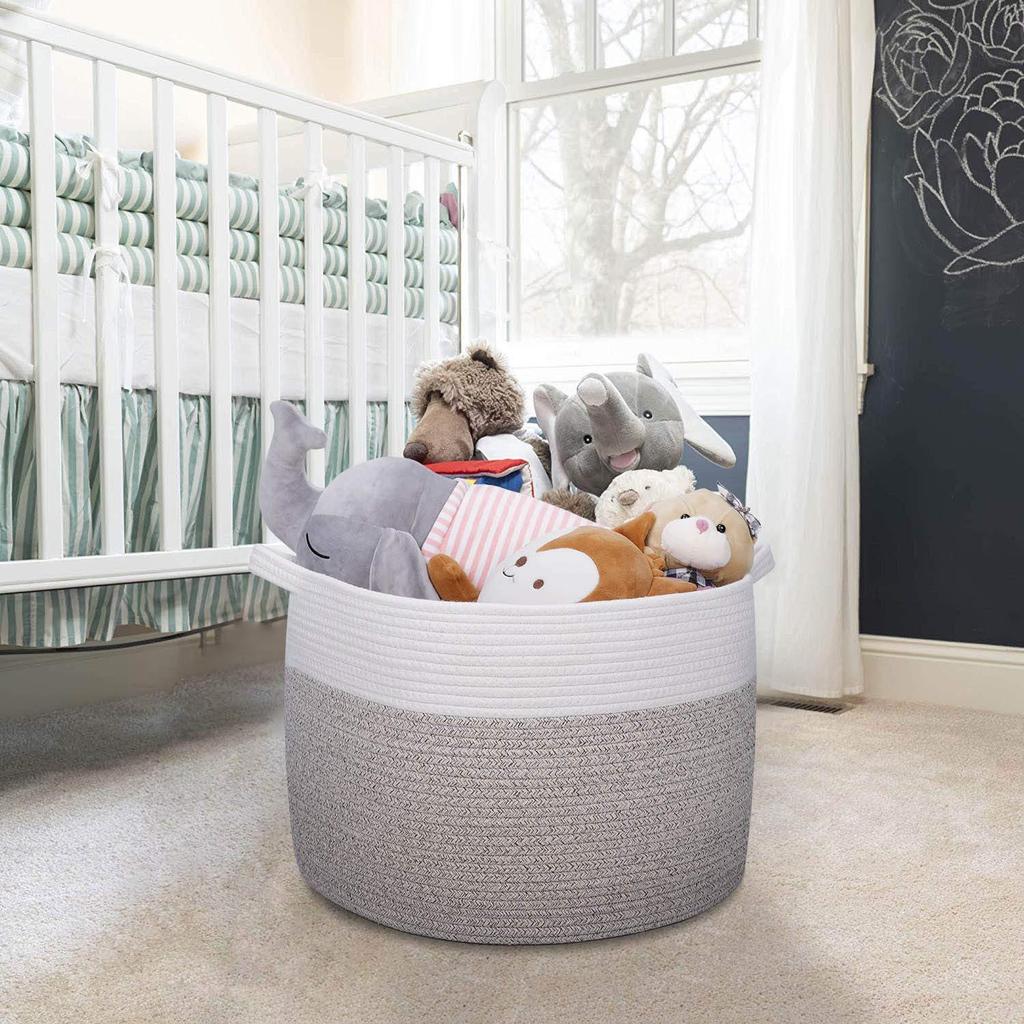 Cotton Rope Woven Basket - Foldable Wardrobe & Shelf Storage for Sundries