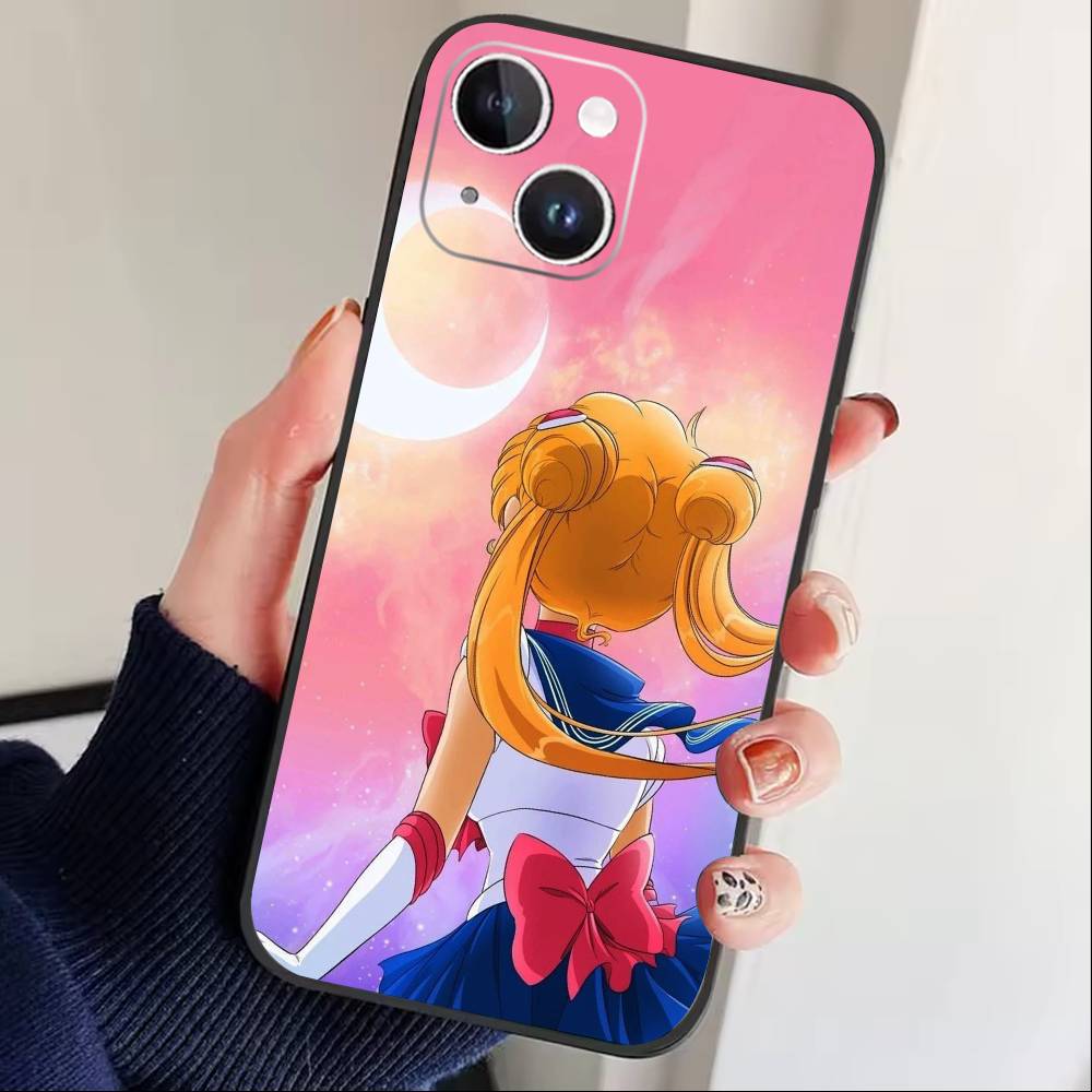 

Мультяшный чехол для телефона I-Sailor M-Moon для iPhone 17, 16, 15, 14, 13, 12 Plus, Max, Мягкий силиконовый, Черный iPhone16