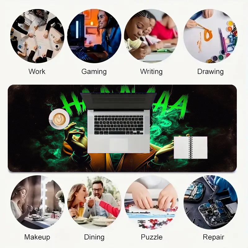 Joker Laugh Xl Gaming Mouse Pad Nonslip Rubber Base Stitched Edge Waterproof Desk Mat For Pc Laptop Gamer Office Computer Accessories C92984