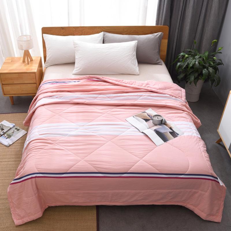 Letnia kołdra z bawełny pranej, Pasek w kratkę w stylu MUJI, Kołdra klimatyzacyjna do akademików, Letnia kołdra na łóżko pojedyncze, Kołdra na prezent