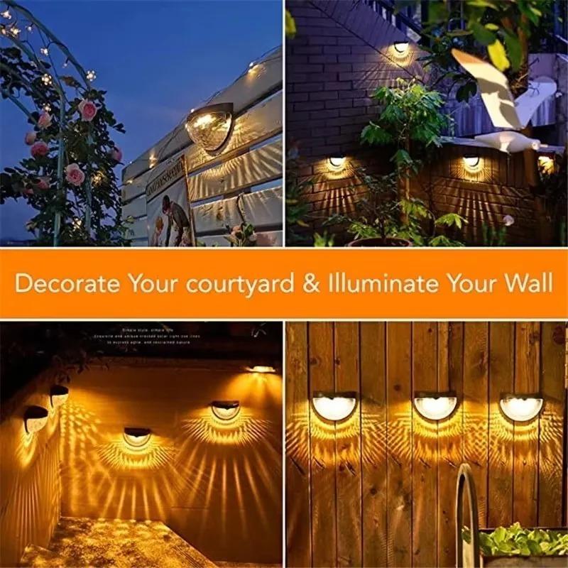 1/2/4Pcs Solar Fence Light Outdoor Lighting Wall Lamps Garden Energy Light Festoon Decoration LED For Garden Step Patio Stairs