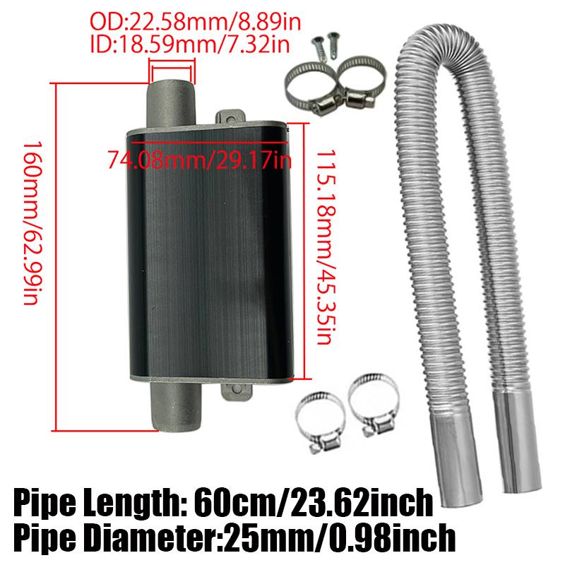 60cm Car Air Diesel Parking Heater Exhaust Pipe Tube Hose 24mm Air Filter Muffler Silencer With Clip Kit For Webasto Eberspacher