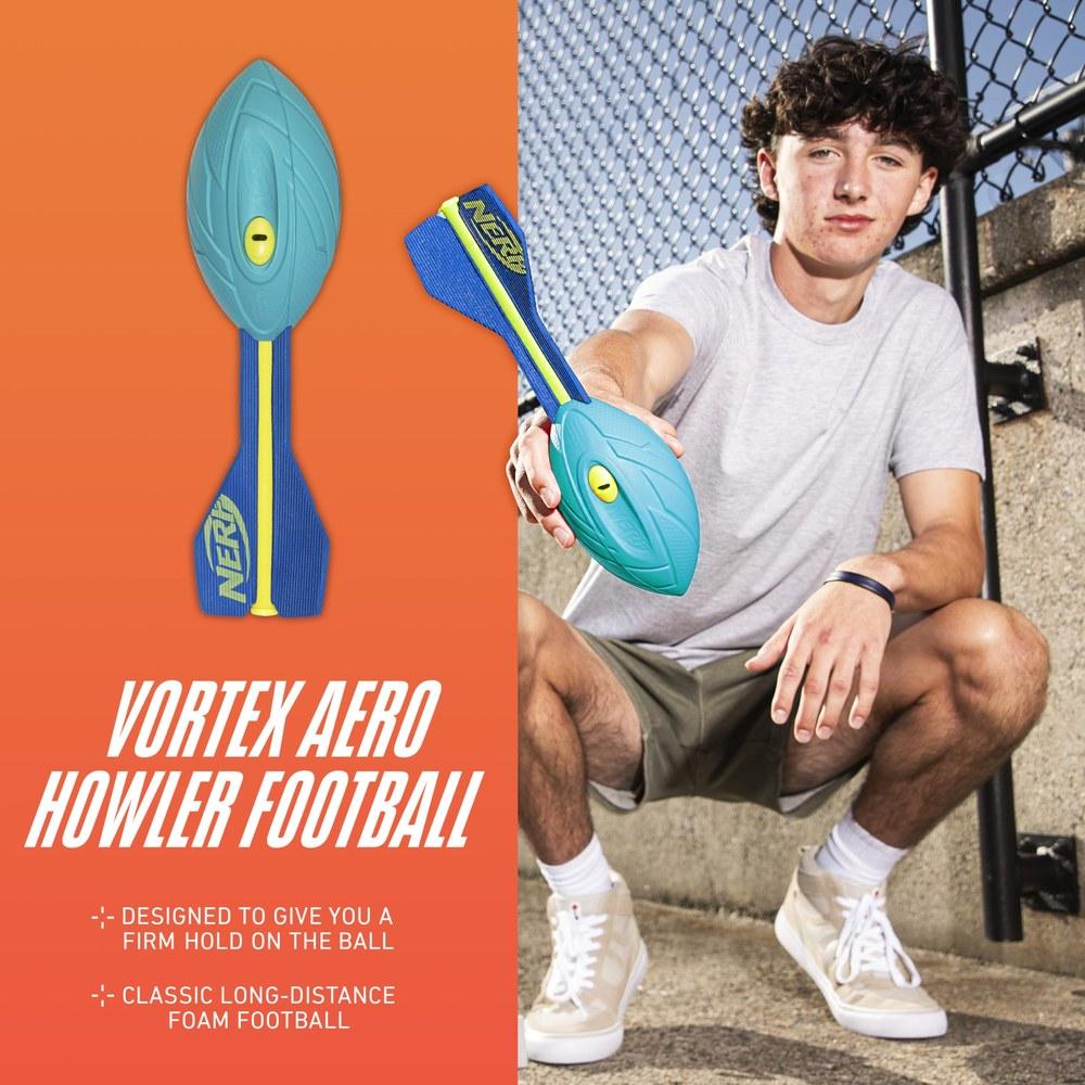 Nerf Vortex Aero Howler Foam Ball Classic Long-Distance Football Flight-Optimized Tail Whistle Sound Indoor Outdoor Play