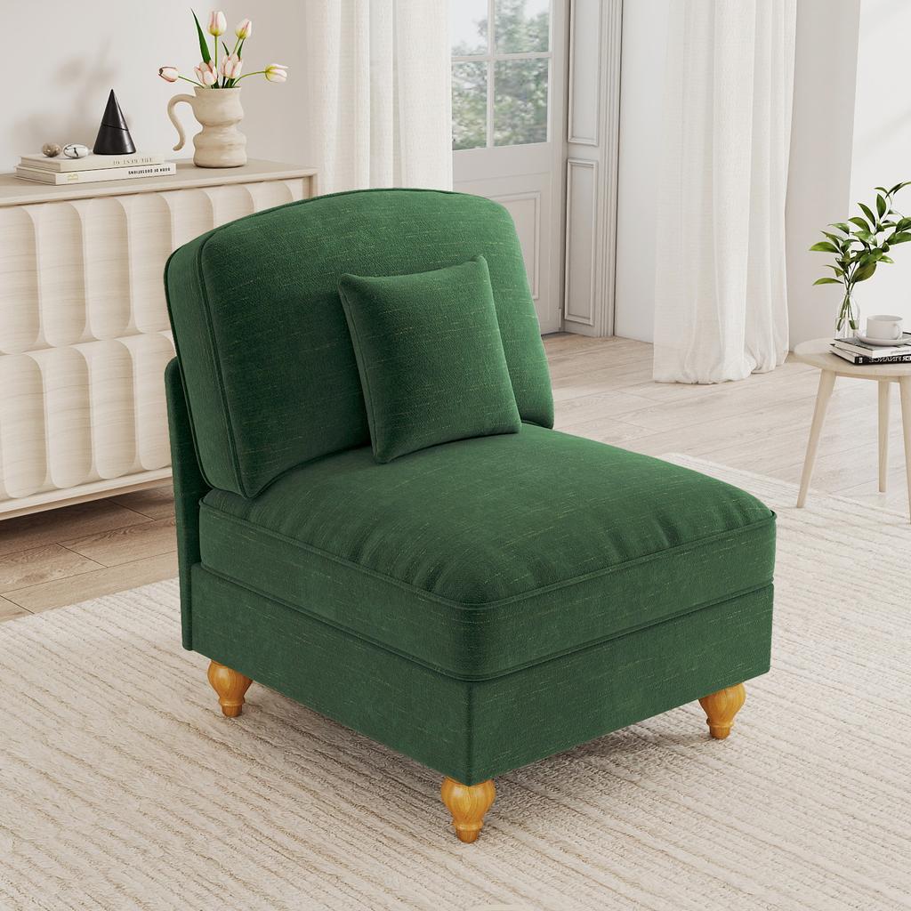 Windsor Sofa without Armrest Chenille with 1 Cushion - Green