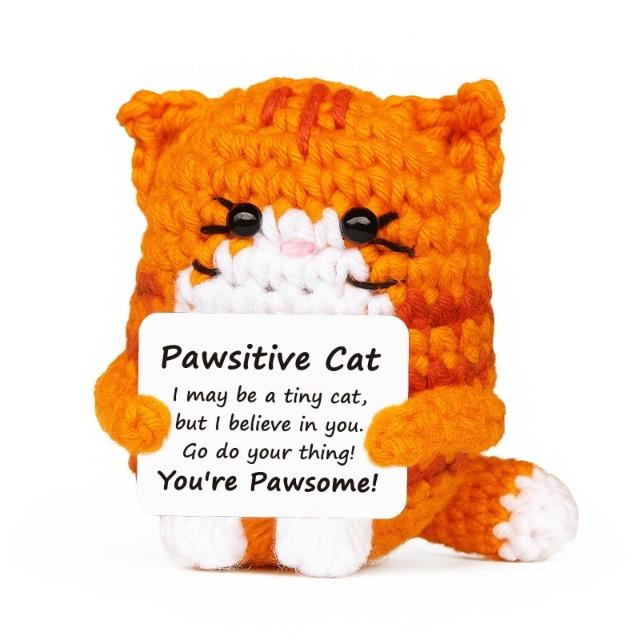 

Crochet Cat Positive Energy Doll Mini Animal Handmade Knitting Doll Office Home Room Decoration Creative Toy Xmas Birthday Gift оранжевый