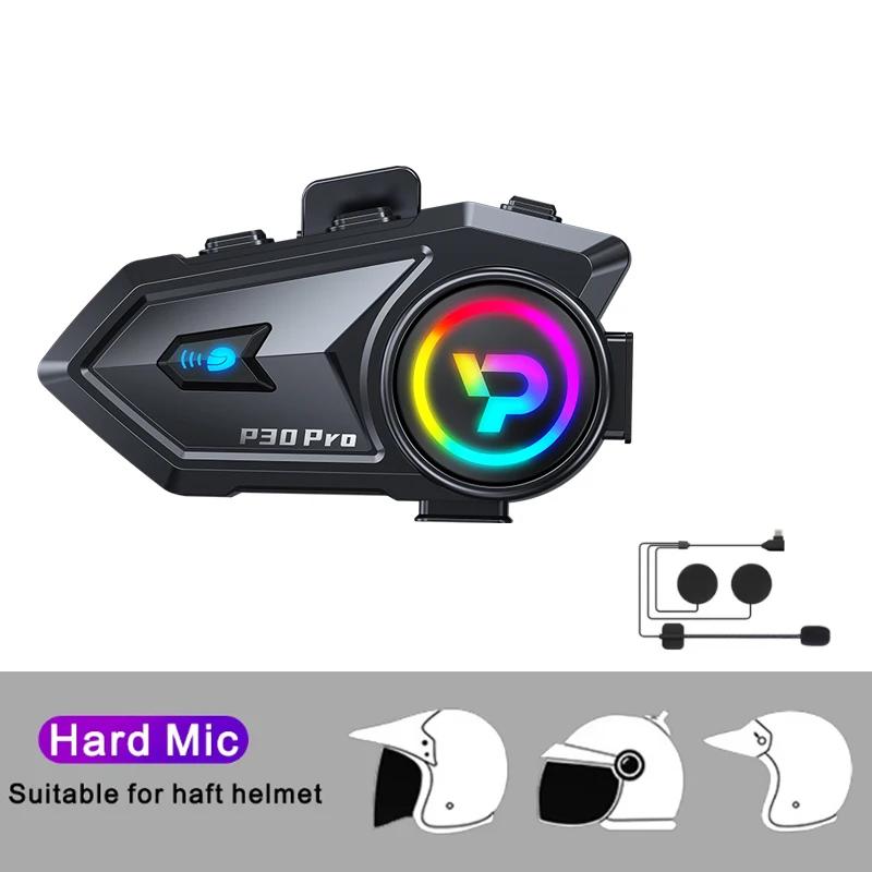 KEBIDUMEI BT6.0 Motorcycle Helmet Intercom with RGB Ambient Light Music Sharing IP56 Waterproof Voice Assistant Moto Helmet