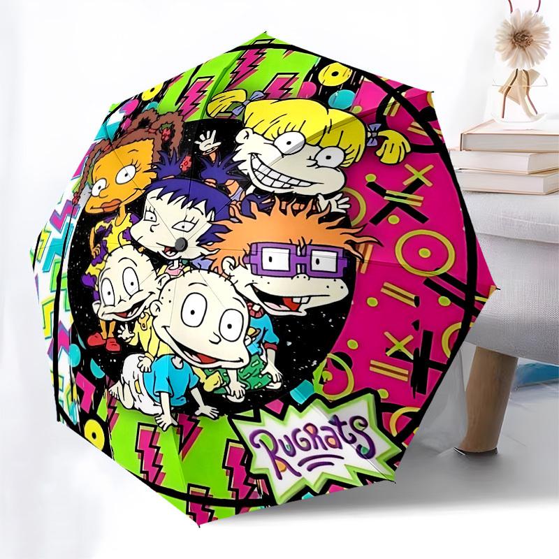 1pc Rugrats Pattern Themed Umbrella, 8 Rib Frame,Automatic Opening 3 Fold Umbrella, Lightweight and Durable Couple Umbrella-109