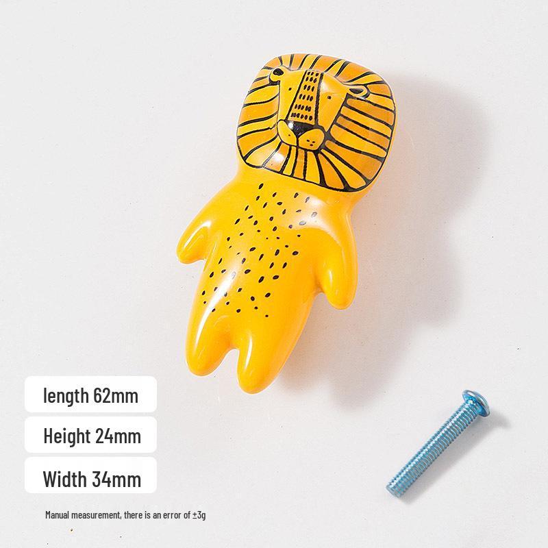 Cute Lion, Star, Moon & Cloud Ceramic Drawer Handles - Children's Panda Cabinet Pulls & Hooks, Modern & Simple Design