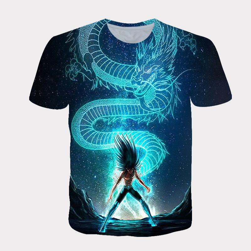 Summer Round Neck Loose Animal Series T-shirt Domineering Dragon Pattern 3D Printing Comfortable Casual Soft Short Sleeved T-shirt