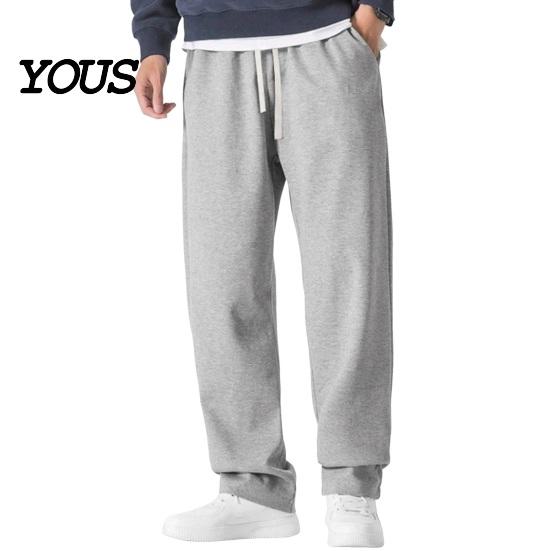 Solid Color Versatile Trousers Men Baggy Sweatpants, Loose Fit Straight Leg Trousers, Drawstring Waist Wide Cut Joggers, Athletic Pants