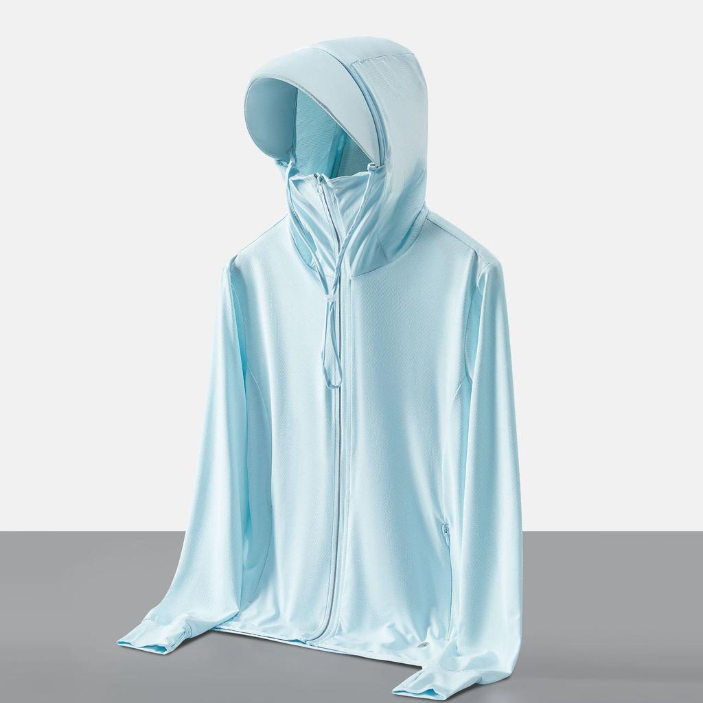 Unisex UV-Schutz Eis-Seide Sonnenjacke mit abnehmbarem Schirm - Atmungsaktiv, Leicht, Partnerlook