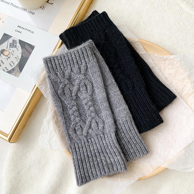 1 Pair Fashion Women Soft Cashmere Fingerless Arm Warm Winter Gloves Hand Long Warmer Mittens