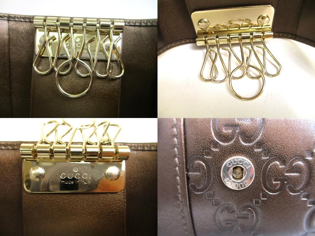 Authentischer GUCCI GG Dunkelbraunes Leder Herzmotiv 6 Bilder Schlüsselanhänger #a961 Aufgearbeitet