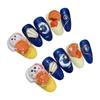 Blue Yellow Fake Nails with Rabbit Print Sweet & Charming Reusable False Nails for Stage Performance Wear