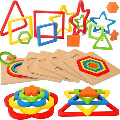 Toddler Puzzles Wooden Toys Montessori Shape Classification Geometric Puzzles Preschool Learning Early Education