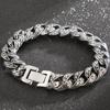 Vintage Solid 316L Stainless Steel Man Bracelet for Men 12MM Width Curb Link Chain Men's Bracelets Bangles Wrist On Hand Jewellery