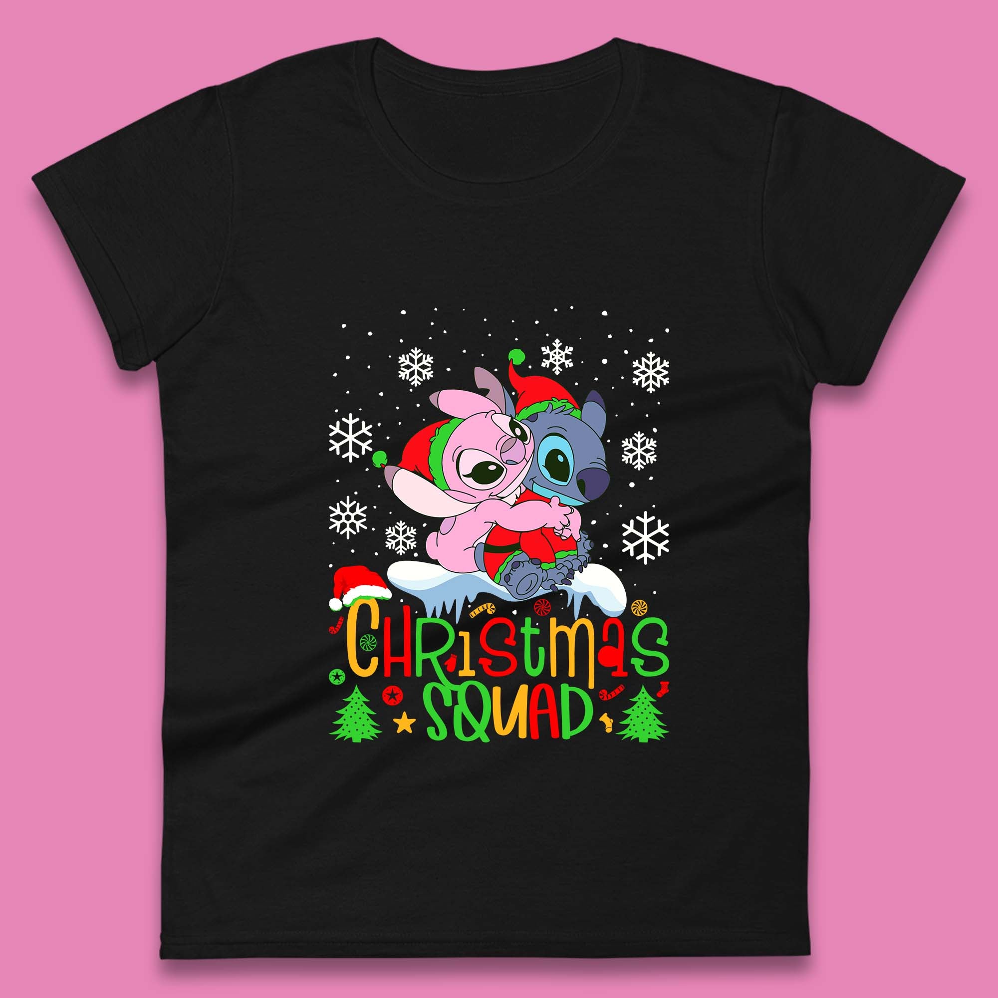 Lilo and Stitch Christmas Womens T Shirt Mens Tops Tees Unisex 4XL