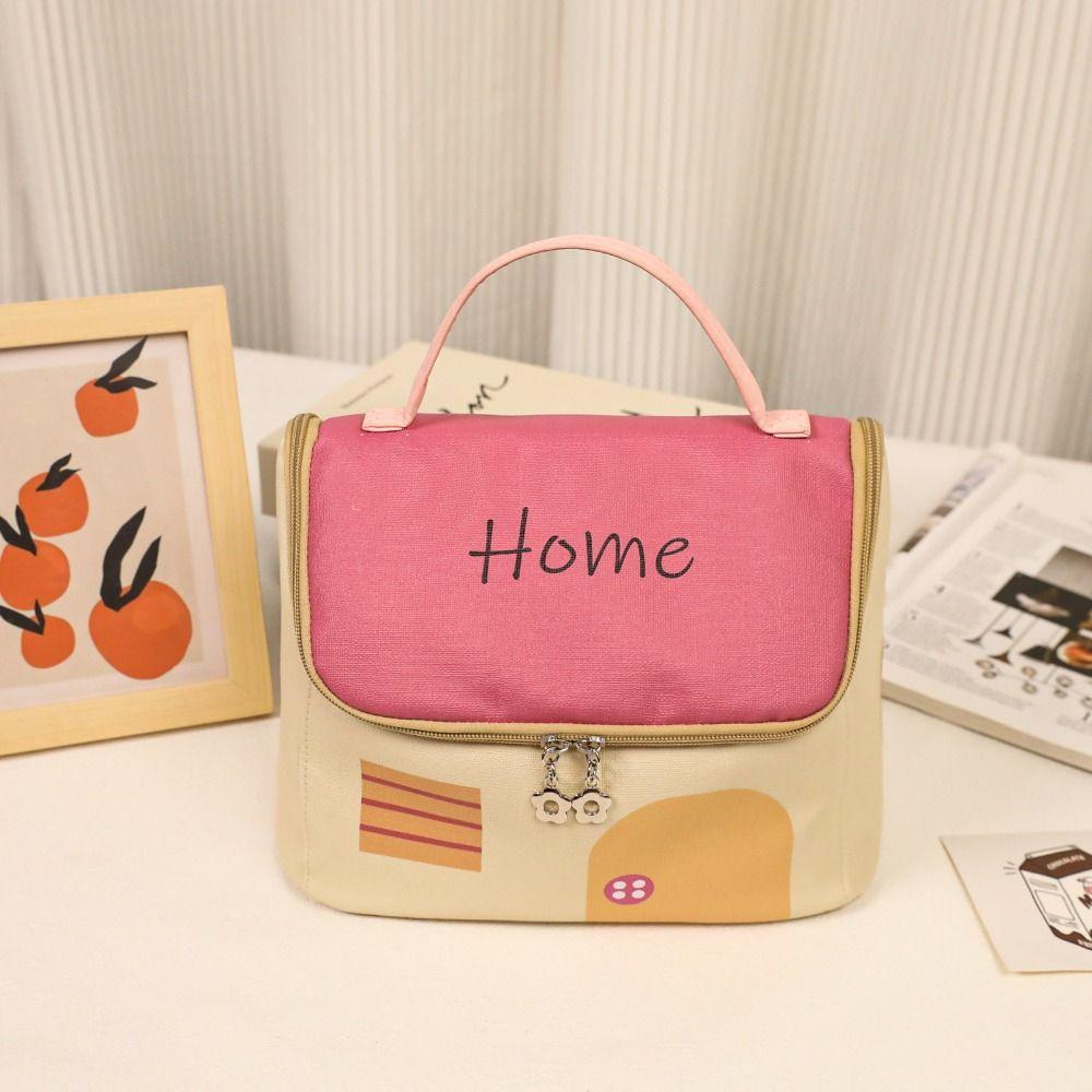 Large Capacity Cute Cabin Makeup Bag Kawaii Toiletry Storage Bag Handheld Cosmetic Case  Travel