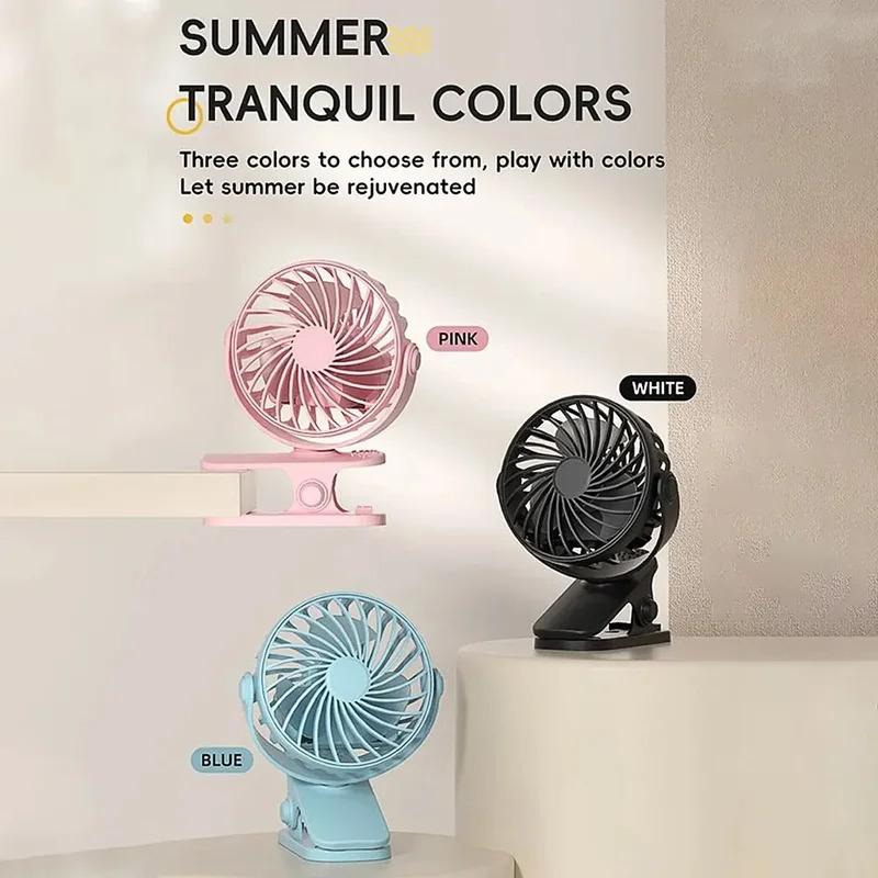 Rechargeable Fan 720 ° Rotating Hanging Clip Fan with Nightlight for Easy Portability Office Bedroom Dormitory Outdoor Small F