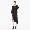 Women's Loose Fit Asymmetrical Cupro Short Sleeve Dress