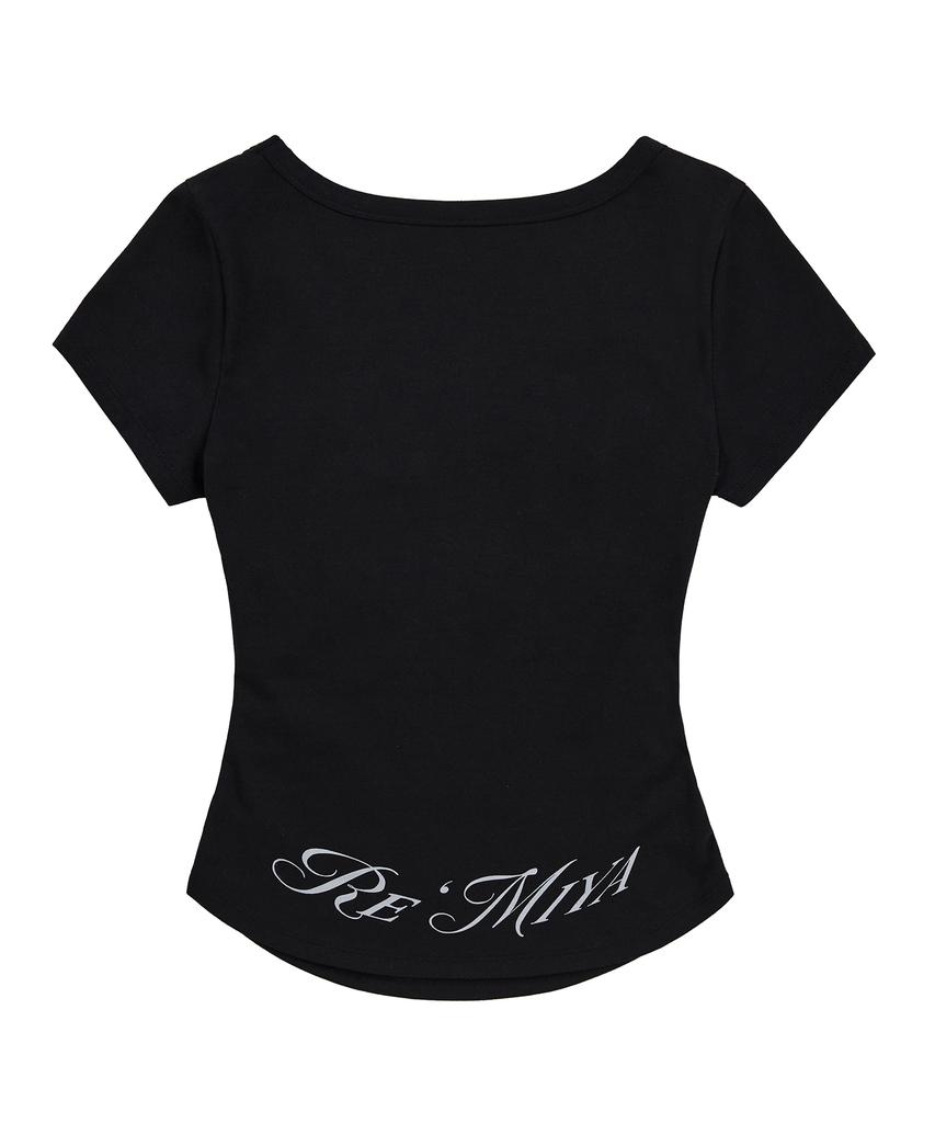 Leijeumiya Margaret Slim Crop T-Shirt [Black]