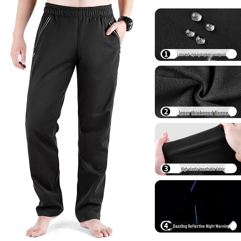 

Мужские флисовые велосипедные брюки Lampaida Lameda для осени и зимы: Теплая экипировка для шоссейного и горного велосипеда. 2X-Large чёрный