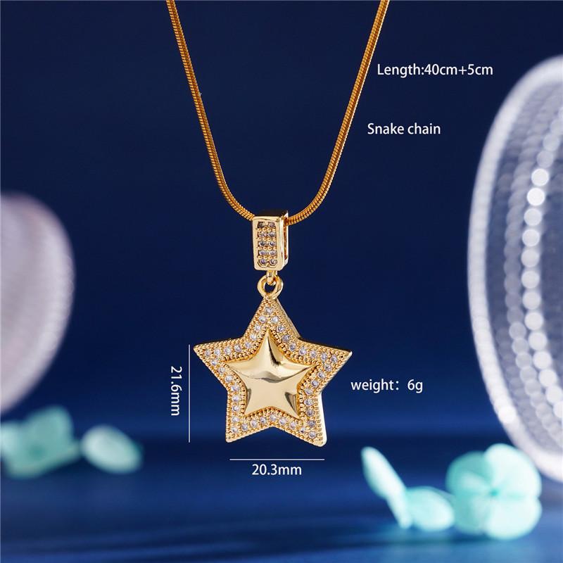 Simple Design Star Zircon Pendant Necklace Stainless Steel Chain Fashion Geometric Choker Jewelry Party Gifts For Women Girls