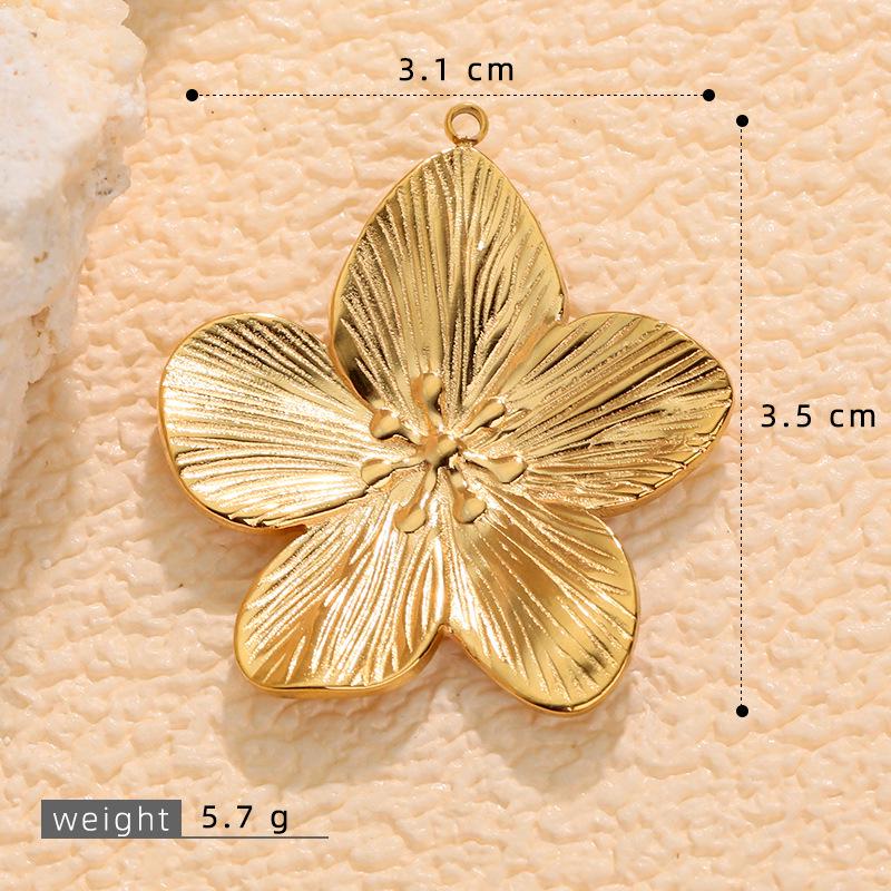 18K Gold Stainless Steel Flower Pendant Necklace & Earrings Set