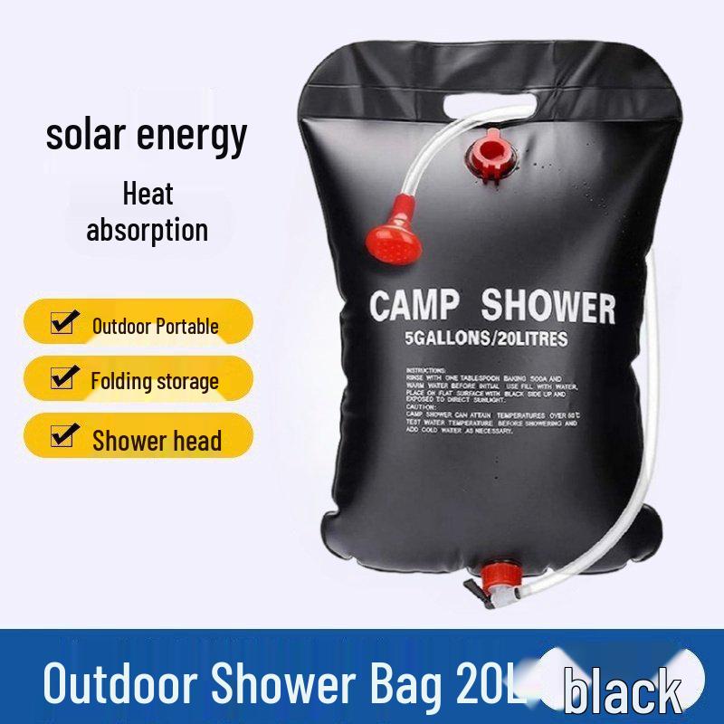 Portable Solar-Heated Outdoor Shower Bag - 20L Foldable Water Storage for Camping