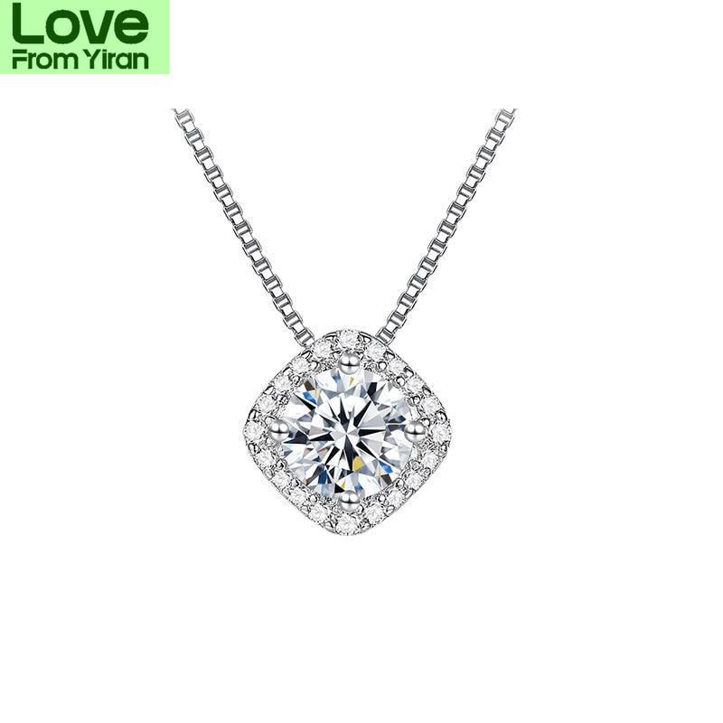 D Farge Laboratoriedyrket Diamant Halskjede 925 Sterlingsølv Delikat Moissanitt Halskjede For Kvinner Smykker Bryllupsjubileumsgave